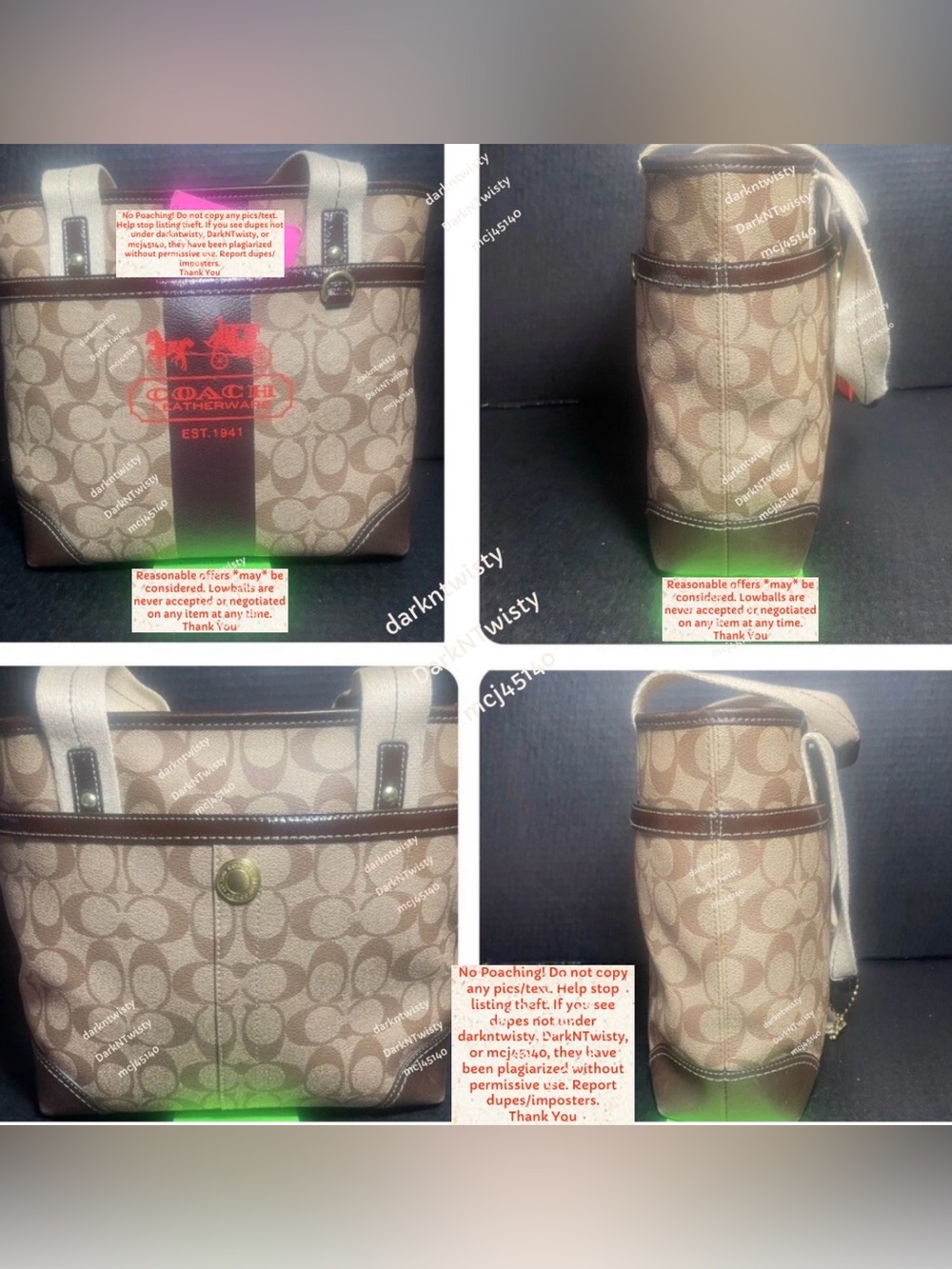 Coach Signature Heritage Stage Coach Carriage Tote FABULOUS - Picture 3 of 16
